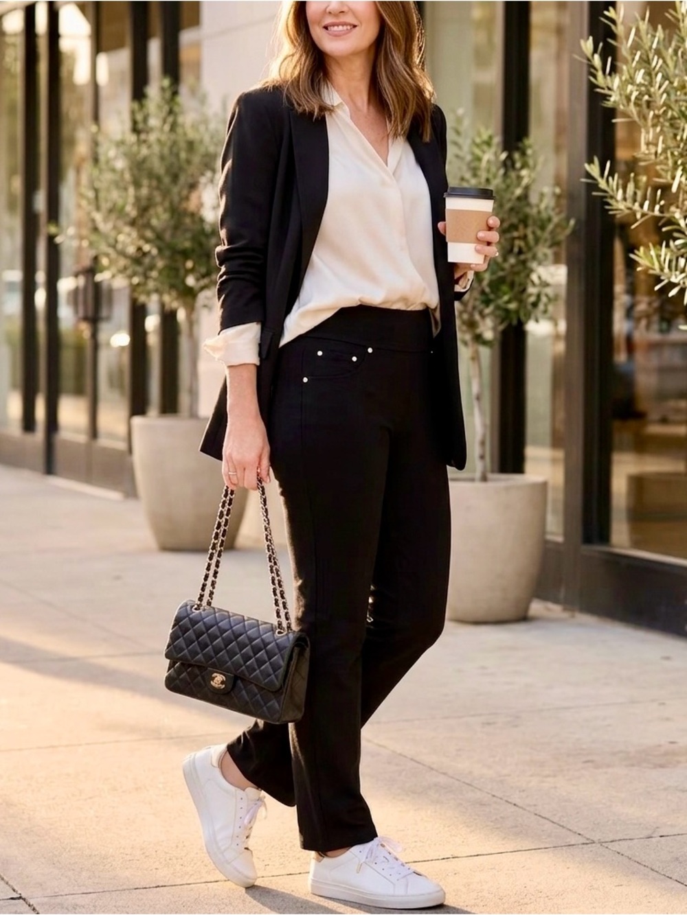 Rebecca Malone Black Pull-On Straight Leg Pants with Stud Accents - Small